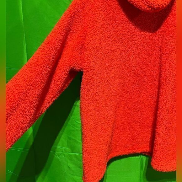 Lands' End Women's Sherpa Fleece Pullover Jacket Reddish Orange Plus Size 2X - Picture 4 of 6
